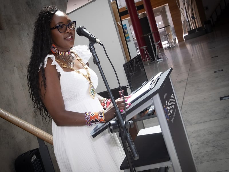 The Mayor of Derry City and Strabane District Council, Lillian Seenoi-Barr addressing the attendance at the Annual DEEDS 'My Perfect Day – Our Perfect Day Exhibition' at the Millennium Forum, Derry on Wednesday afternoon.