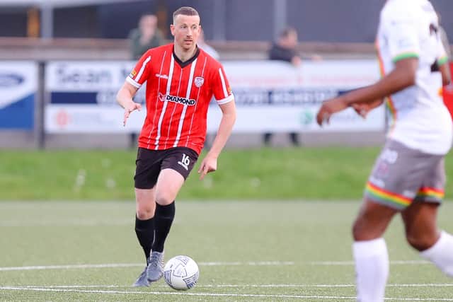 Derry City centre-back Shane McEleney has a hip flexor problem, which could mean he missing tomorrow night's game against UCD. Picture by Kevin Moore/MCI