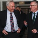 Former Minister for Health, Mike Nesbitt chatting to Dr. Tom Black on his arrival at Abbey Medical Practice, Abbey Street - Western Federation Support Unit, in February. (Photo - Tom Heaney, nwpresspics)