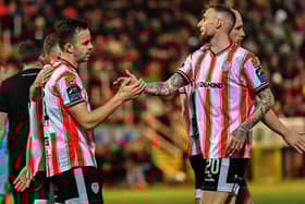 Robbie Benson, left and Carl Winchester who returns for the Rovers trip. Photograph: George Sweeney