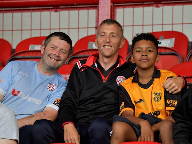 Derry City fans at the game against Sligo Rovers on Friday evening. Photo: George Sweeney. DER2327GS – 043