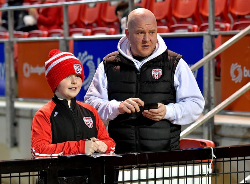 Derry City fans in the Brandywell Stadium for Derry City’s game against Cork City. Photo: George Sweeney. DER2308GS – 134