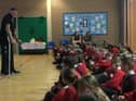 Willie Anderson former Ireland international rugby player visited Lisnagelvin Primary School and St. John’s Primary School