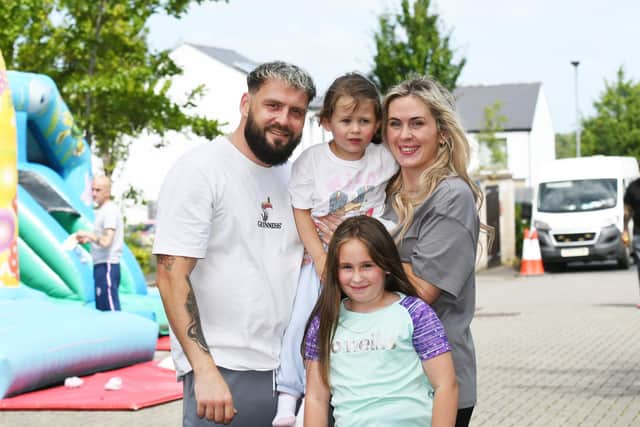 Pictured during Clanmil's Listening Event at Balliniska Heights on Saturday were Mark McCallion, Harlyn-Grace, Ocean and Rachel Sheerin.