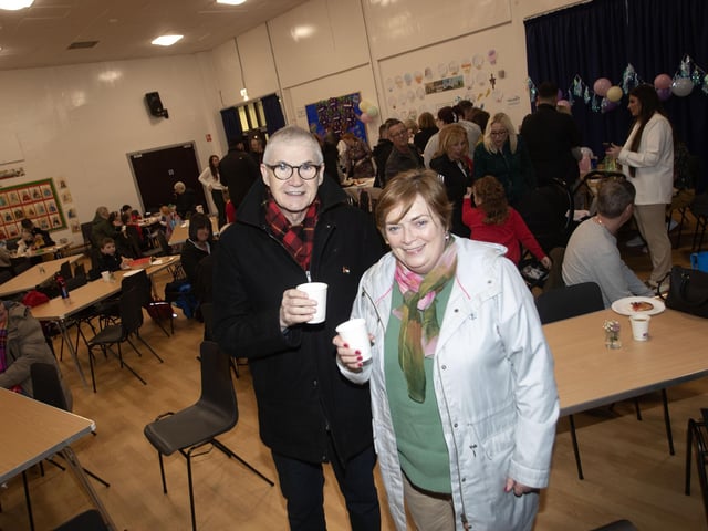 Martin Sammon and Margaret Walsh pictured at Friday's Coffee Morning in Steelstown PS.