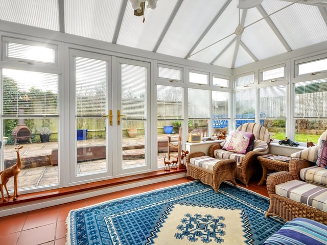 This three bed house in Trampers Lane, Boarhunt, near Fareham, is on the market for £825,000. It is listed by Fine and Country.