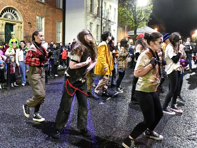 Revellers, performers and early contenders for the best Halloween costume converged on Derry’s city centre on Monday evening for the opening of the 2024 Halloween festivities. Photo: George Sweeney