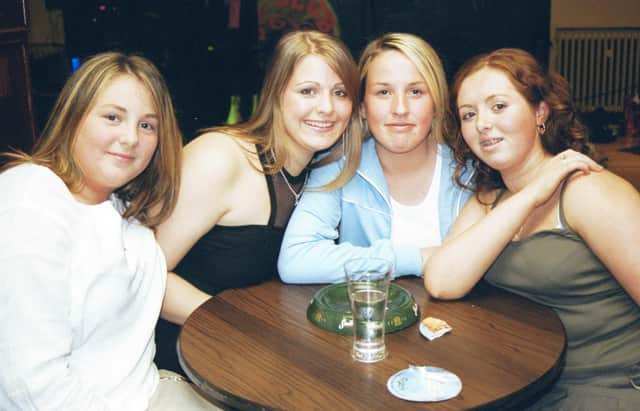 At the Back to Back night in the PO Club were L/R:- Patricia Devine, Ruth McConnell, Keyah Ferry and Rachel Quigg. 100703HG4:Pictures of birthdays, fundraisers and pub outings in July 2003