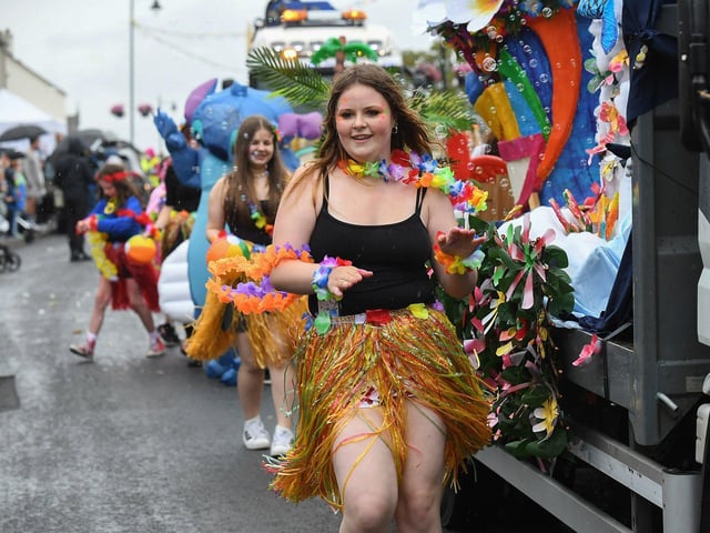Participants pictured in the Clonmany Festival Parade on Sunday afternoon. Photo: George Sweeney