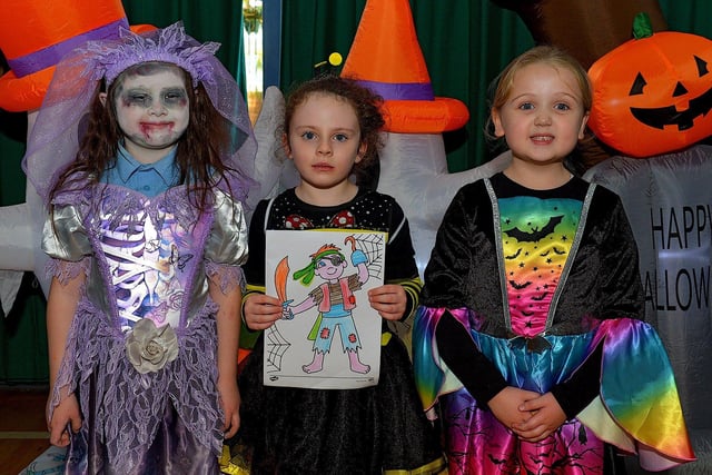 Khaleesi, Harper and Anna were dressed for the St Eithne's Primary School Halloween picnic on Wednesday afternoon last.  Photo: George Sweeney.  DER2243GS  045