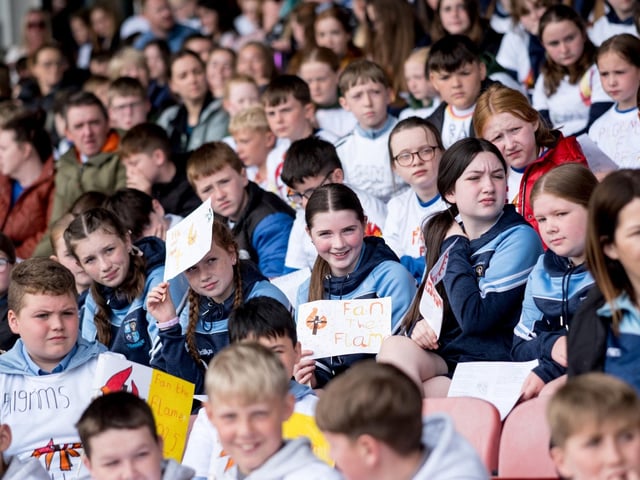 Participants at the Derry Diocese Fan The Flame annual Mass 2025 in Celtic Park.