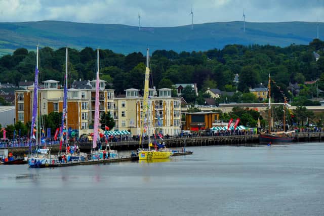 Clippers from the race fleet and the tall ship Phoenix moored at the Foyle Maritime Festival. Photo: George Sweeney.  DER2229GS – 003