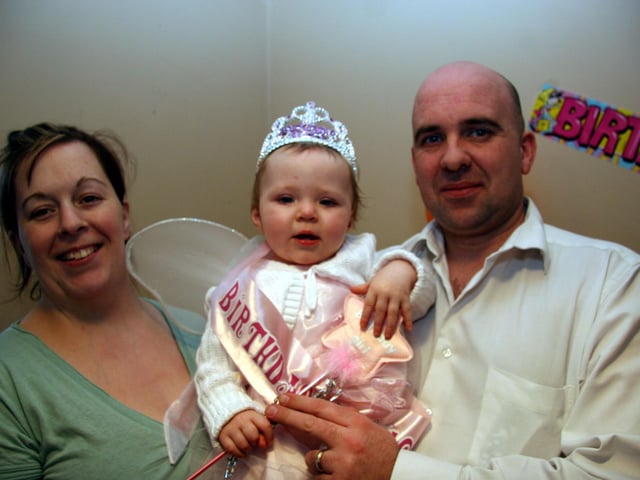 Beth pictured with her mum and dad on the occasion of her 1st birhday 0024JML : Parties and nights out in Derry and Donegal in February 2006.