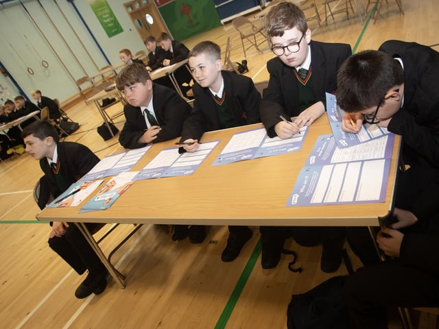 St. Joseph's Boys School Year 8 students taking part in the Young Enterprise Workshop at the school on Tuesday.