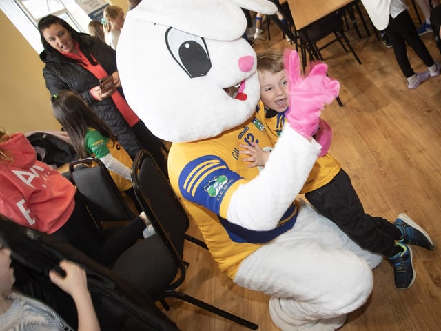 A big hug from the Easter Bunny for one of the club's younger members on Saturday.