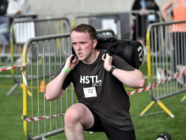 Competitor in the Maiden City Hyrox IV held at Sean Dolans GAC. Photograph: George Sweeney