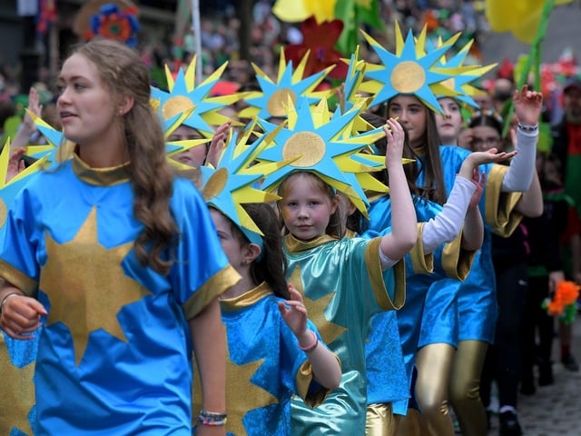 The Derry St Patrick's Day parade makes its way towards the city centre. Photo: George Sweeney.