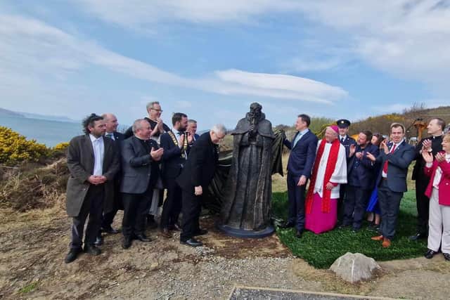 The unveiling of the statue.
