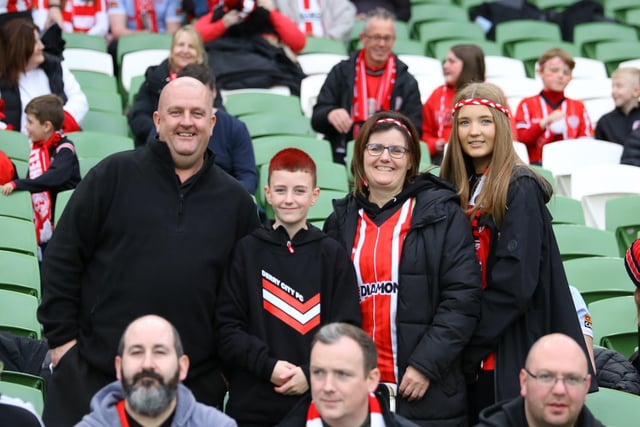 All smiles from Derry City fans 'Bee' Kelly and family ahead of kick-off