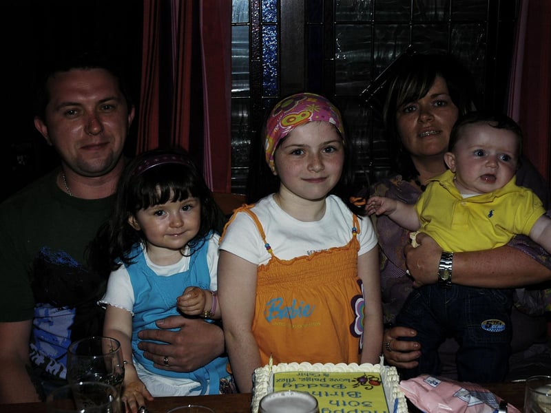 Keith pictured celebrating his 30th with his family from left daughters Alex and Paige, wife Wilhelmena and son Cahir.