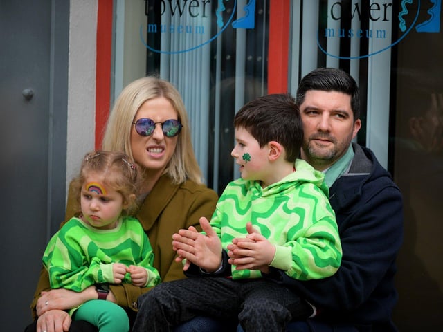 People enjoy the atmosphere at the St Patrick’s Day celebrations. Photo: George Sweeney