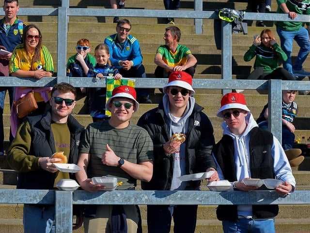 Fans in Celtic Park for the Derry v Donegal game. Photo: George Sweeney