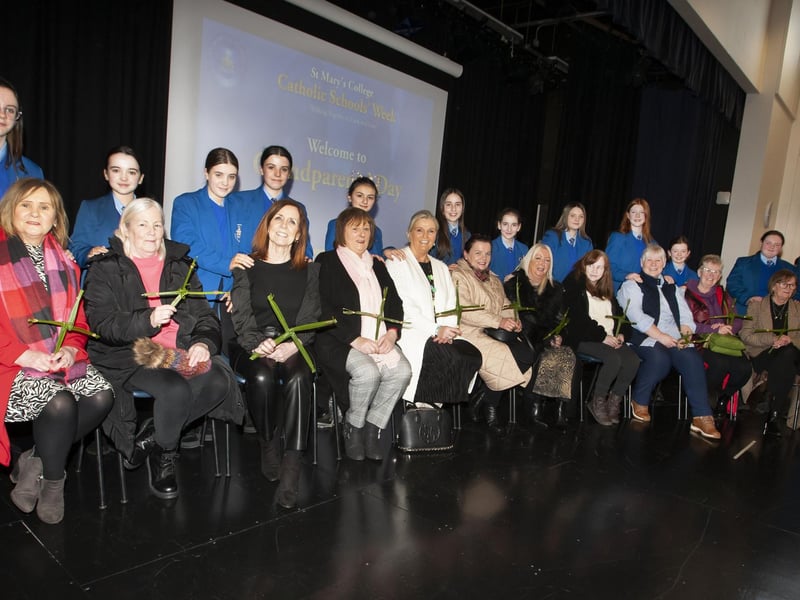 One of the Year 8 classes pictured with their grandmothers during Wednesday’s event.