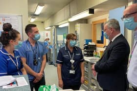 The Health Minister joined the Western Health and Social Care Trust Chief Executive Neil Guckian and Director of Unscheduled Care, Medicine, Cancer and Clinical Service, Geraldine McKay as they visited the Altnagelvin Emergency Department on Tuesday.