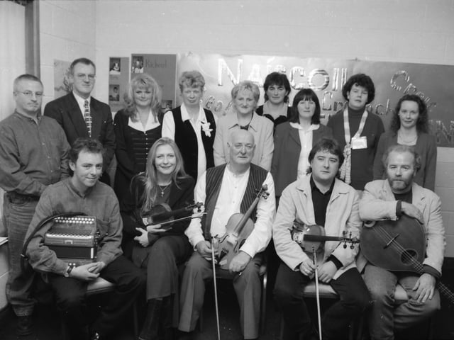 Group at the opening of Naíscoil  Bhun Cranncha, where Altan were the special guests.