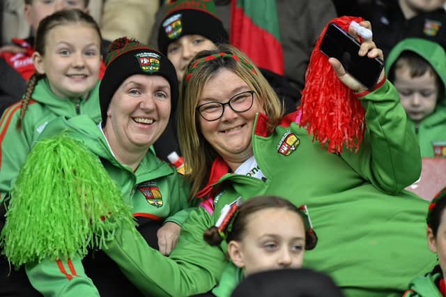 Fans in Celtic Park, on Sunday afternoon, for the Derry Junior Football Championship Final between Doire Trasna and Slaughtmanus. Photo: George Sweeney