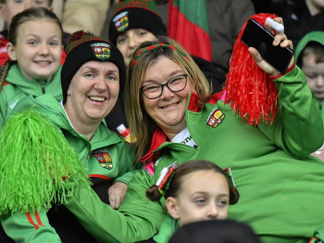Fans in Celtic Park, on Sunday afternoon, for the Derry Junior Football Championship Final between Doire Trasna and Slaughtmanus. Photo: George Sweeney