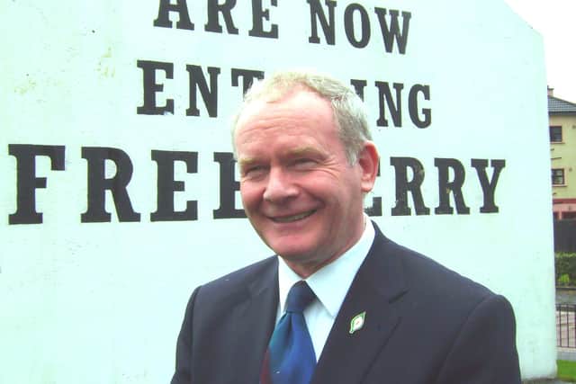 The late Martin McGuinness at Free Derry Corner. (1004MMmcguinness)