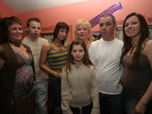 Matilda pictured with her husband Paul, daughters Amanda, Lisa, Shannon, Fiona and son Paul. 0014/JML