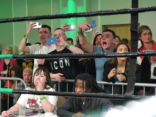 Fans at the Big Fight Night held in the Everglades Hotel on Saturday evening last. Photo: George Sweeney.  DER2312GS – 89