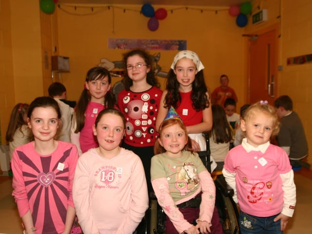 Having a good time at Bronaghg Party are Rachel, Laura, Shannon, Caoimhe, Chlo, Laura and Lisa. 801 /dd : Parties in December 2005.
