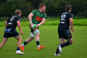 City of Derry’s Stephen Corr surveys his options against Ballymena in pre-season. Photo: George Sweeney. DER2333GS – 84