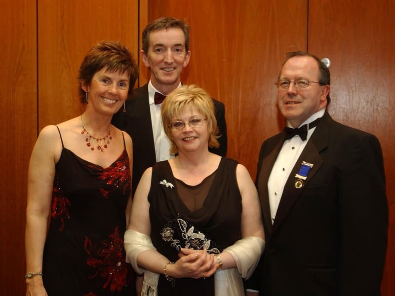 Nuala and Peter McGonagle, and Nora and Gerry Murray pictured at the City Hotel fo the Annual St Columb's College Union May Ball. (0805A14) : .