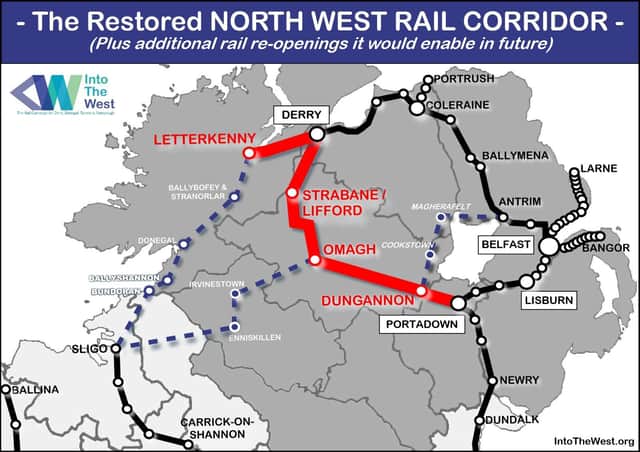 An image of the connections via a restored North West rail network.