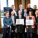 Sponsors and organisers launching the North West Business Awards 2025 at the City Hotel, Derry. Back Row (L-R): Andrena O'Prey (Derry Journal), Aidan O'Kane (Allstate NI), John Cartin (NWRC), Erin McFeely (Alchemy Technology Services), Jacqui Diamond (Derry Journal). Front Row (L-R): Lorraine Allen (City Centre Initiative), Michael Kelly (Strabane BID), Hugh Hegarty (City Centre Initiative), Steve Frazer (City of Derry Airport), Danielle Whoriskey (Bank of Ireland), Anna Doherty (Londonderry Chamber of Commerce), Danielle McNally (Derry City & Strabane District Council).