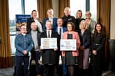 Sponsors and organisers launching the North West Business Awards 2025 at the City Hotel, Derry. Back Row (L-R): Andrena O'Prey (Derry Journal), Aidan O'Kane (Allstate NI), John Cartin (NWRC), Erin McFeely (Alchemy Technology Services), Jacqui Diamond (Derry Journal). Front Row (L-R): Lorraine Allen (City Centre Initiative), Michael Kelly (Strabane BID), Hugh Hegarty (City Centre Initiative), Steve Frazer (City of Derry Airport), Danielle Whoriskey (Bank of Ireland), Anna Doherty (Londonderry Chamber of Commerce), Danielle McNally (Derry City & Strabane District Council).