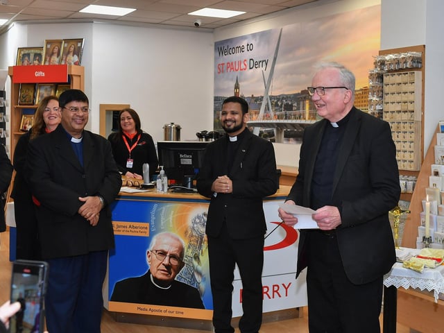 Bishop of Derry The Most Reverend Dr. Donal McKeown speaking at the official opening of the St Paul’s book and gift shop on Derry’s Shipquay Street. Photo: George Sweeney