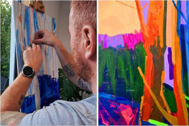 John O'Flaherty-Lynch working on one of his artworks.
