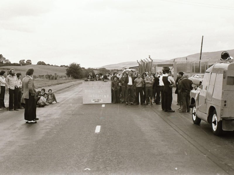 Buncrana Road: Complex workers protest at Army harassment.