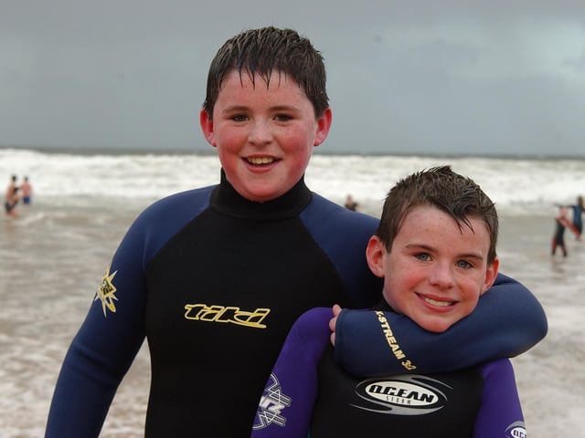 Braving the elements at the Culdaff New Year's Day Swim in 2004.