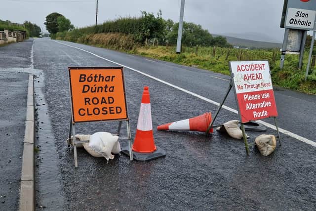 Road closure on the ouskirts of Carndonagh.