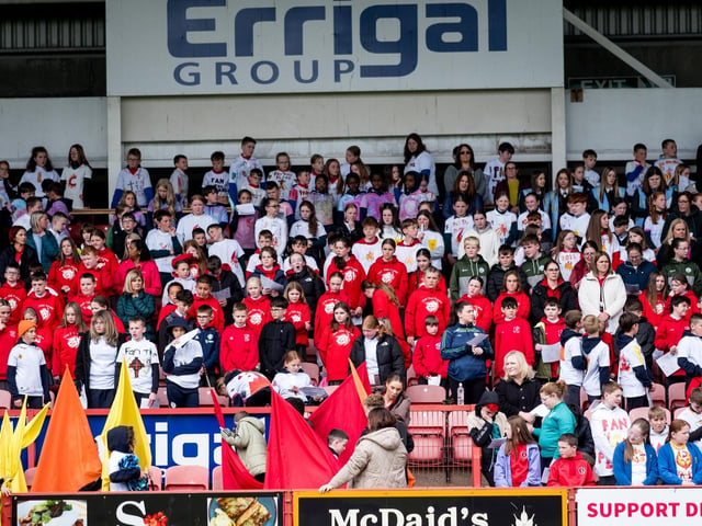 Participants at the Derry Diocese Fan The Flame annual Mass 2025 in Celtic Park.