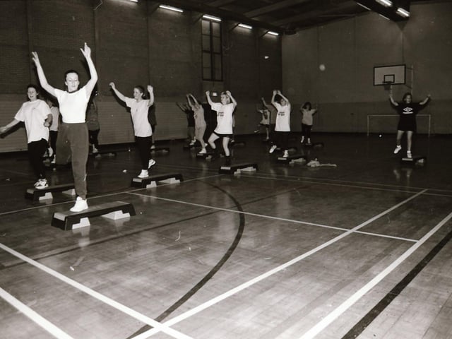 Step aerobics at Shantallow Youth Club.