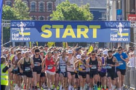 Runners at the start line during a previous Strabane-Lifford Half Marathon.