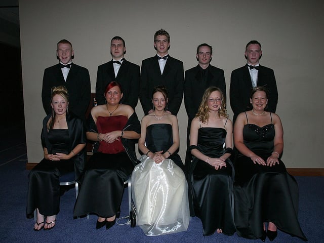 Catherine Doherty, Jennifer McCollum, Tara McCafferty, Roisin Downey and Lynette Cullen. Standing. Gareth Mullan, Darren Jennings, Declan Harkin, Stephen Kelly and David Gallagher, (0403T11)