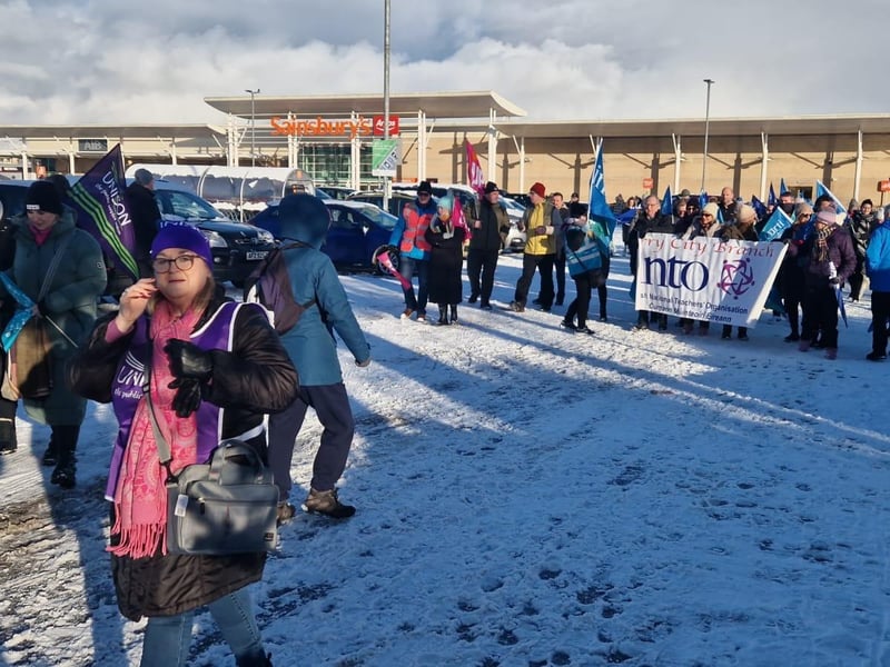 Striking public sector workers in Derry.